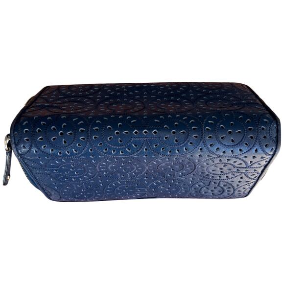 COACH Madison Blue Laser Cut Leather Accordion Zip-Around Wallet - Picture 3 of 12